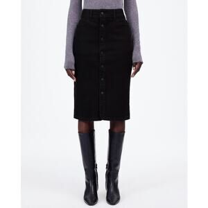 Madewell Denim Button-Front Midi Skirt WMNS 25 Clean Black Wash 5-Pocket Stretch